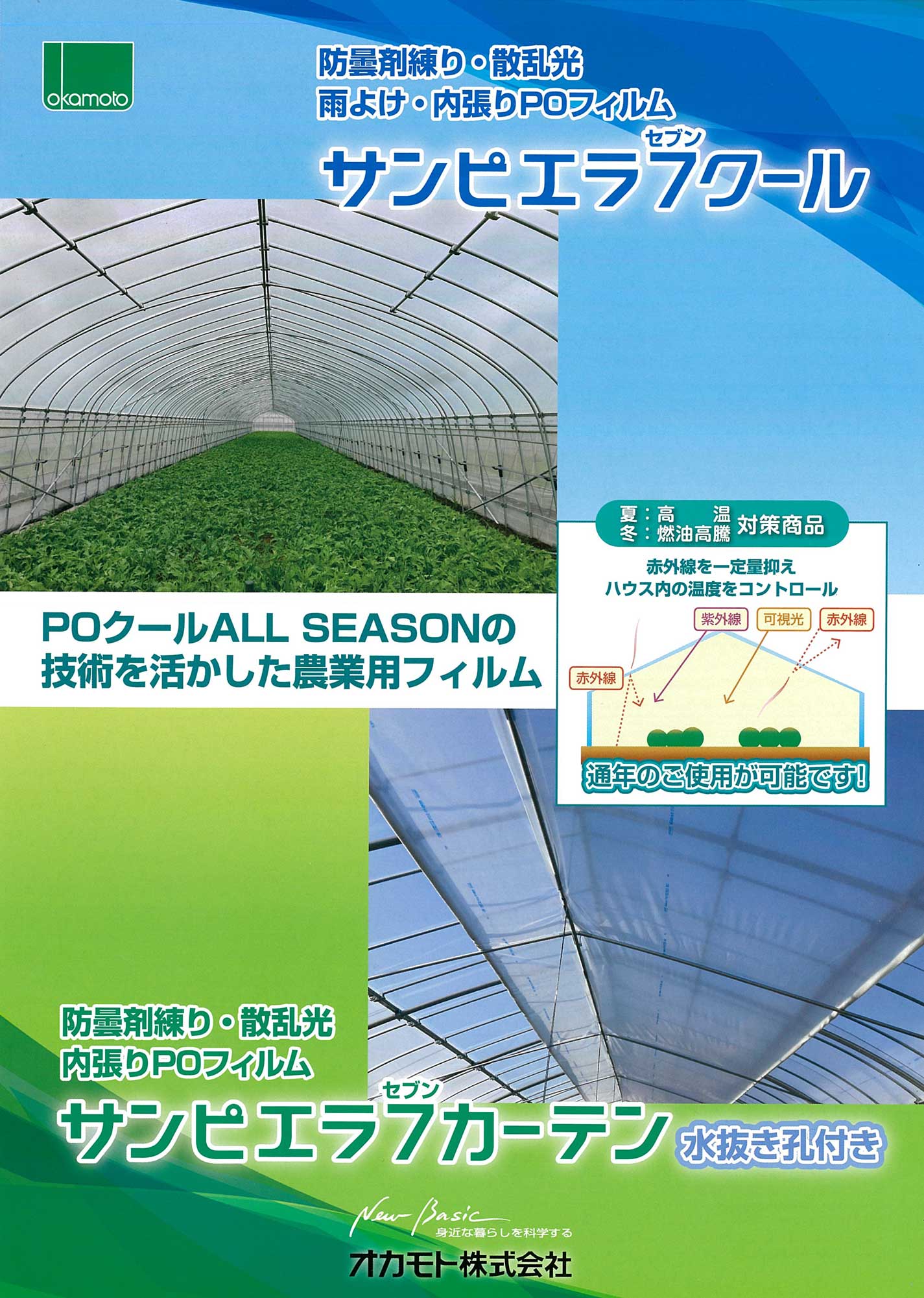 農POフィルム ハクリョク 厚み0.15mm×幅600cm×長さ30ｍ 重さ約27.5kg 30m価格 両面仕様 （白・緑） 農業用格納庫 倉庫 MKVアドバンス ハクリョク 600cm 15m 農POフィルム 両面仕様 遮熱 遮光 フィルム MKV